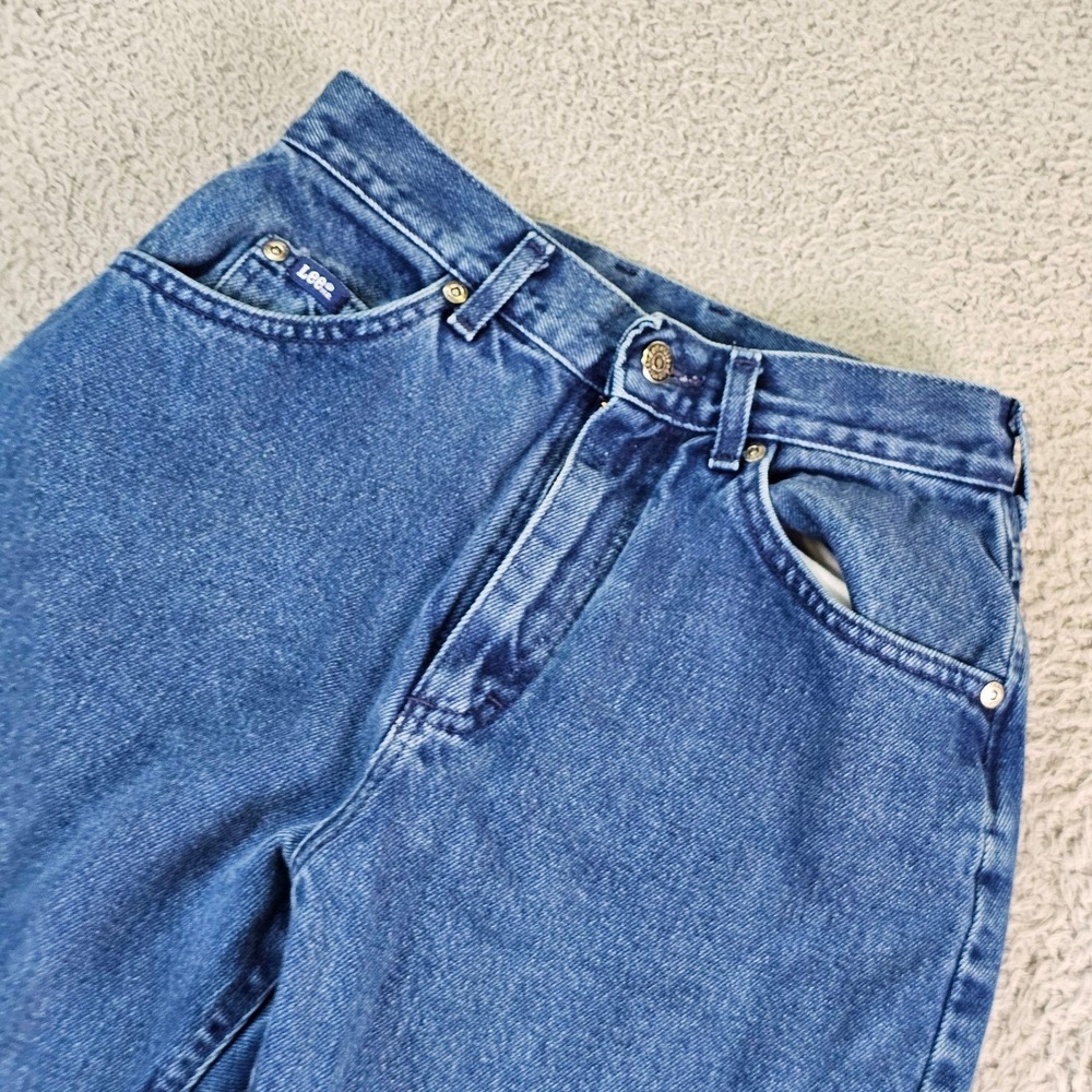 Vintage Lee Jeans Womens 6 Petite Blue Medium Wash High Rise Relaxed Tapered USA